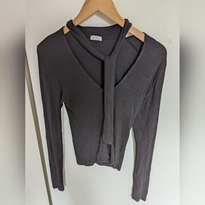 John Galt/Brandy Melville Ribbed Secretary Top